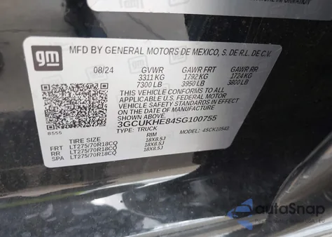 2025 Chevrolet Silverado 1500 4Wd Short Bed Zr2 from USA, damaged, VIN 3GCUKHE84SG100755